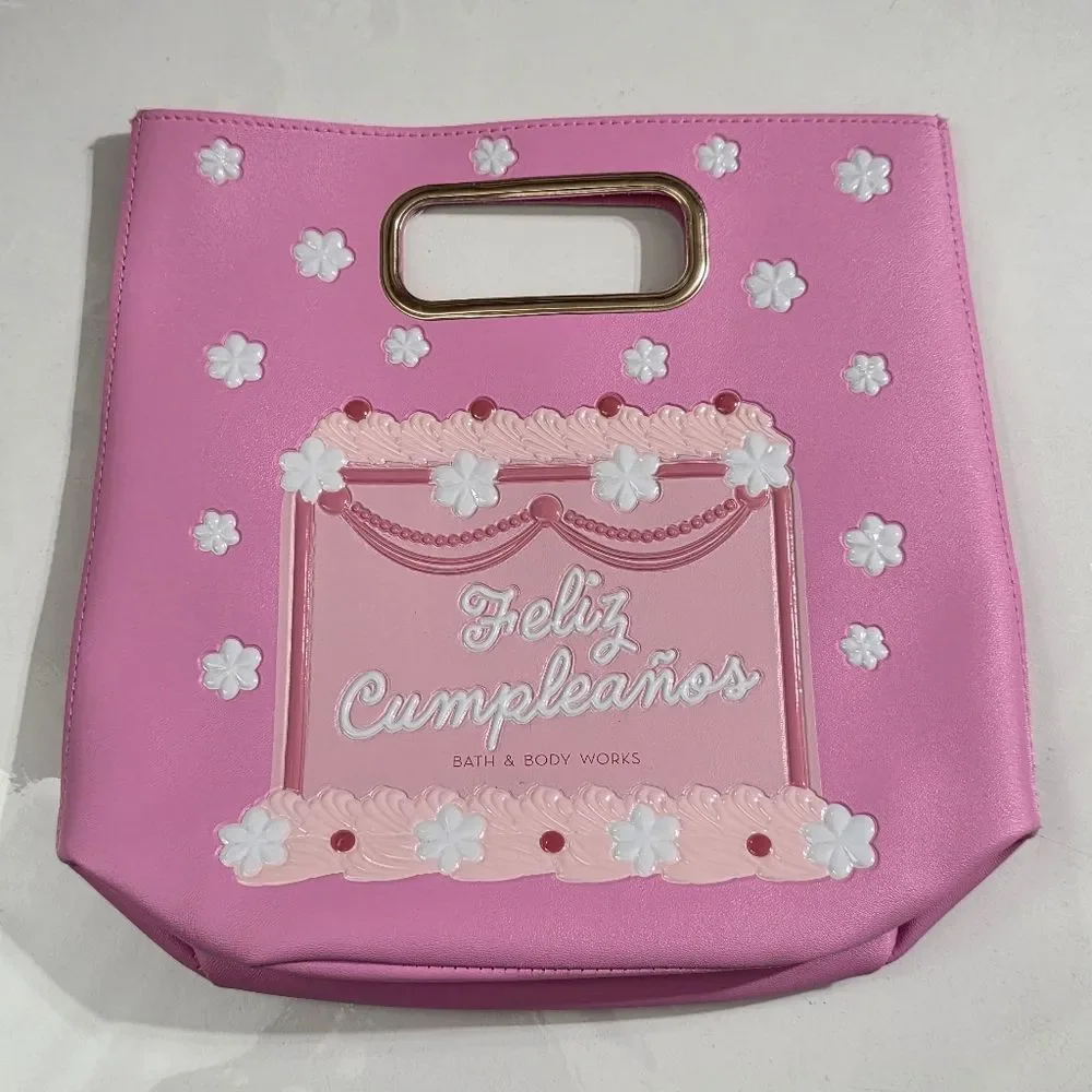 Feliz Cumpleanos Happy Birthday Spanish Pink Cake Present Reusable Gift Bag NEW